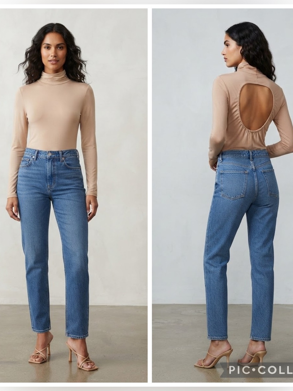 VENUS Long Sleeve Turtleneck Open Back Top